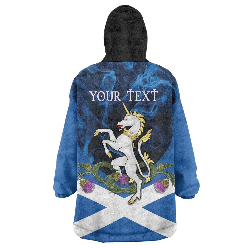 Personalised Unicorn Scotland Wearable Blanket Hoodie Scottish Saltire With Thistle