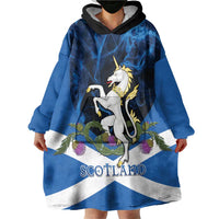 Personalised Unicorn Scotland Wearable Blanket Hoodie Scottish Saltire With Thistle