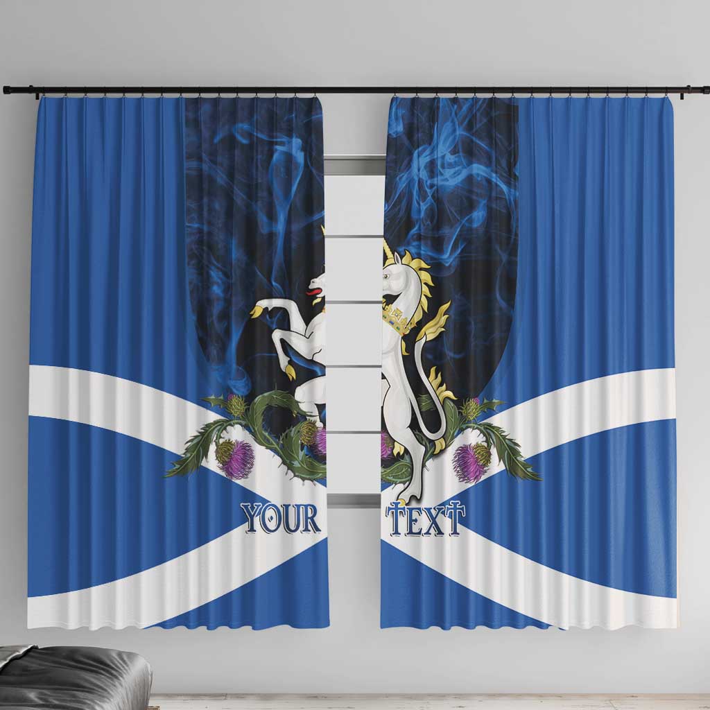 Personalised Unicorn Scotland Window Curtain Scottish Saltire With Thistle