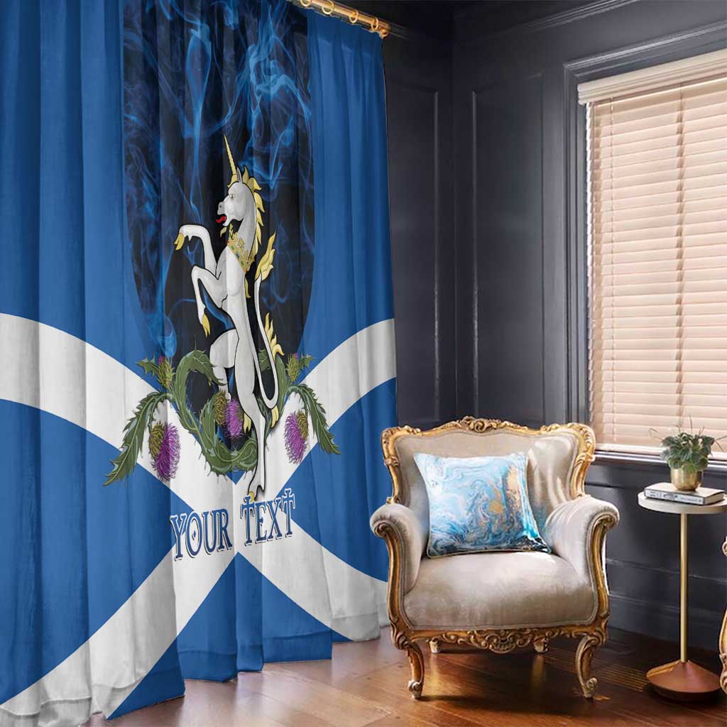 Personalised Unicorn Scotland Window Curtain Scottish Saltire With Thistle