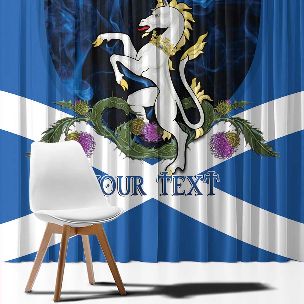Personalised Unicorn Scotland Window Curtain Scottish Saltire With Thistle