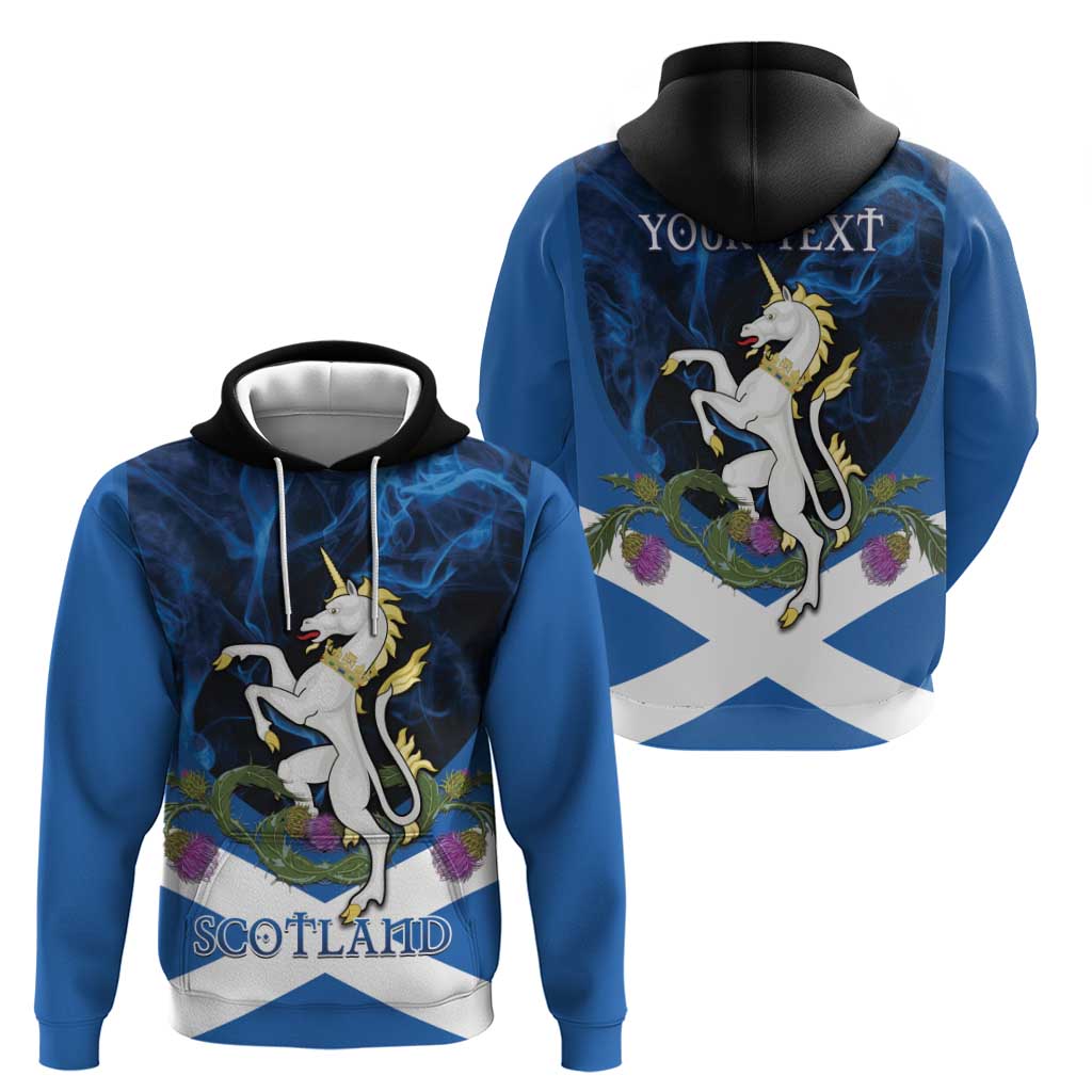 Personalised Unicorn Scotland Zip Hoodie Scottish Saltire With Thistle