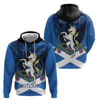 Personalised Unicorn Scotland Zip Hoodie Scottish Saltire With Thistle