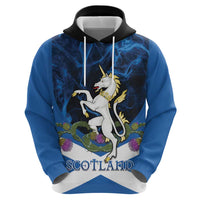 Personalised Unicorn Scotland Zip Hoodie Scottish Saltire With Thistle