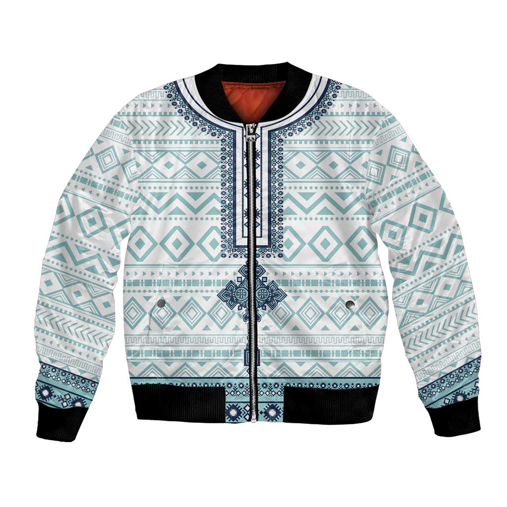 Eritrea Bomber Jacket Eritrean Cross Mix Tilet Pattern - Wonder Print Shop