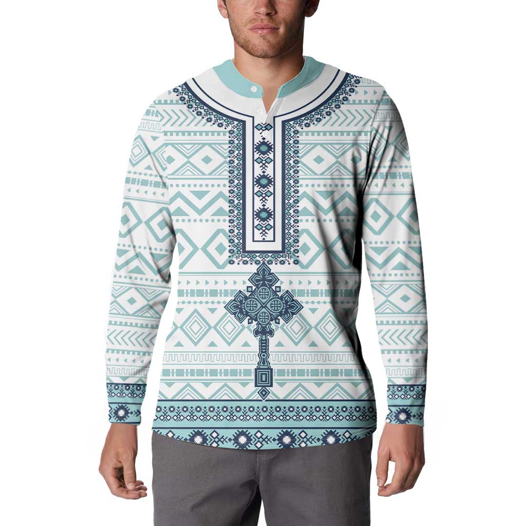 Eritrea Button Sweatshirt Eritrean Cross Mix Tilet Pattern - Wonder Print Shop