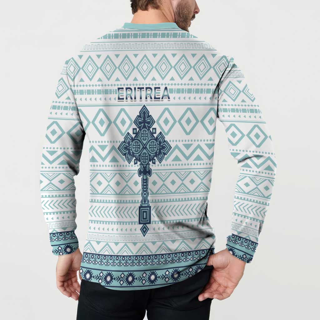 Eritrea Button Sweatshirt Eritrean Cross Mix Tilet Pattern - Wonder Print Shop