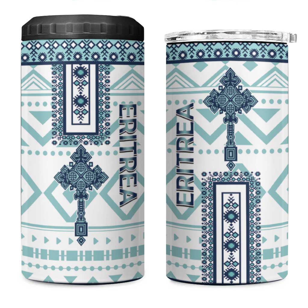 Eritrea 4 in 1 Can Cooler Tumbler Eritrean Cross Mix Tilet Pattern - Wonder Print Shop