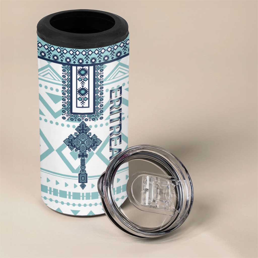Eritrea 4 in 1 Can Cooler Tumbler Eritrean Cross Mix Tilet Pattern - Wonder Print Shop