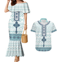 Eritrea Couples Matching Mermaid Dress and Hawaiian Shirt Eritrean Cross Mix Tilet Pattern - Wonder Print Shop