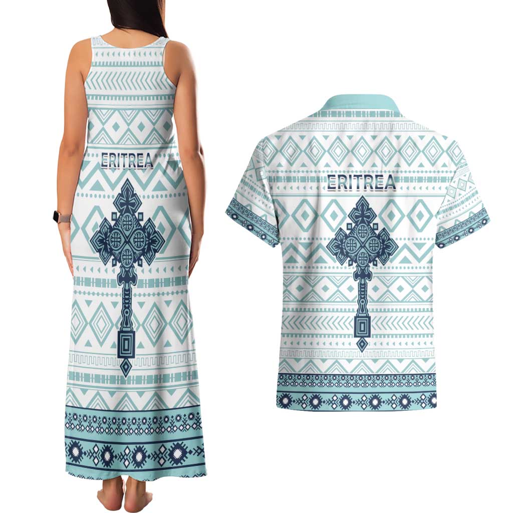 Eritrea Couples Matching Tank Maxi Dress and Hawaiian Shirt Eritrean Cross Mix Tilet Pattern - Wonder Print Shop