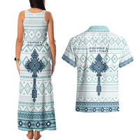 Eritrea Couples Matching Tank Maxi Dress and Hawaiian Shirt Eritrean Cross Mix Tilet Pattern - Wonder Print Shop