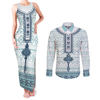 Eritrea Couples Matching Tank Maxi Dress and Long Sleeve Button Shirt Eritrean Cross Mix Tilet Pattern - Wonder Print Shop