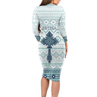 Eritrea Family Matching Long Sleeve Bodycon Dress and Hawaiian Shirt Eritrean Cross Mix Tilet Pattern - Wonder Print Shop