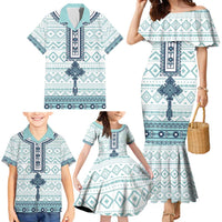 Eritrea Family Matching Mermaid Dress and Hawaiian Shirt Eritrean Cross Mix Tilet Pattern - Wonder Print Shop