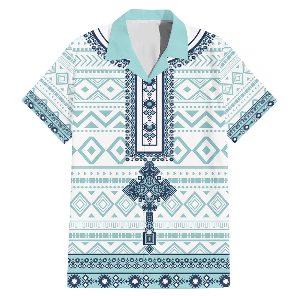 Eritrea Family Matching Mermaid Dress and Hawaiian Shirt Eritrean Cross Mix Tilet Pattern - Wonder Print Shop