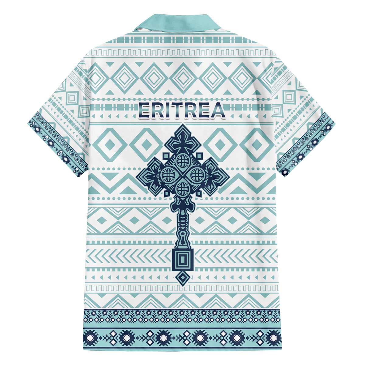 Eritrea Family Matching Off The Shoulder Long Sleeve Dress and Hawaiian Shirt Eritrean Cross Mix Tilet Pattern - Wonder Print Shop