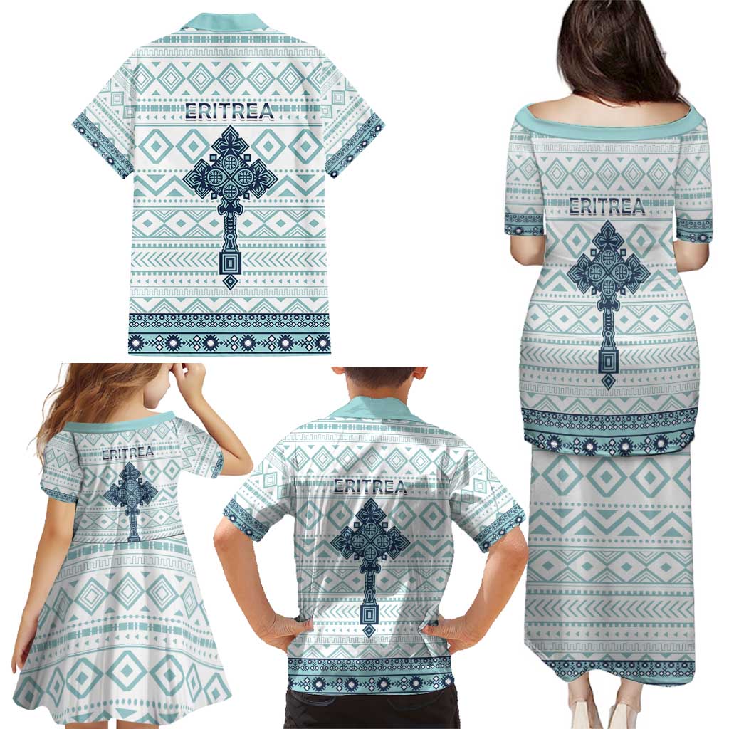 Eritrea Family Matching Puletasi and Hawaiian Shirt Eritrean Cross Mix Tilet Pattern - Wonder Print Shop