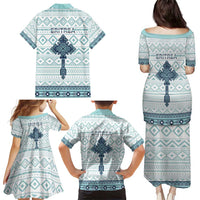 Eritrea Family Matching Puletasi and Hawaiian Shirt Eritrean Cross Mix Tilet Pattern - Wonder Print Shop