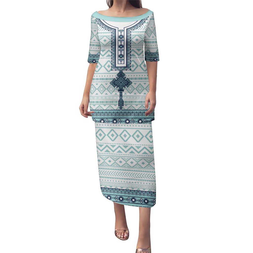 Eritrea Family Matching Puletasi and Hawaiian Shirt Eritrean Cross Mix Tilet Pattern - Wonder Print Shop