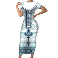 Eritrea Family Matching Short Sleeve Bodycon Dress and Hawaiian Shirt Eritrean Cross Mix Tilet Pattern - Wonder Print Shop