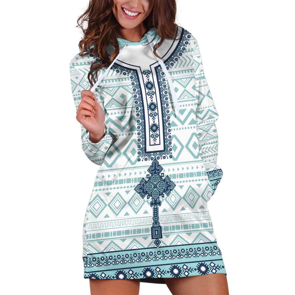 Eritrea Hoodie Dress Eritrean Cross Mix Tilet Pattern - Wonder Print Shop