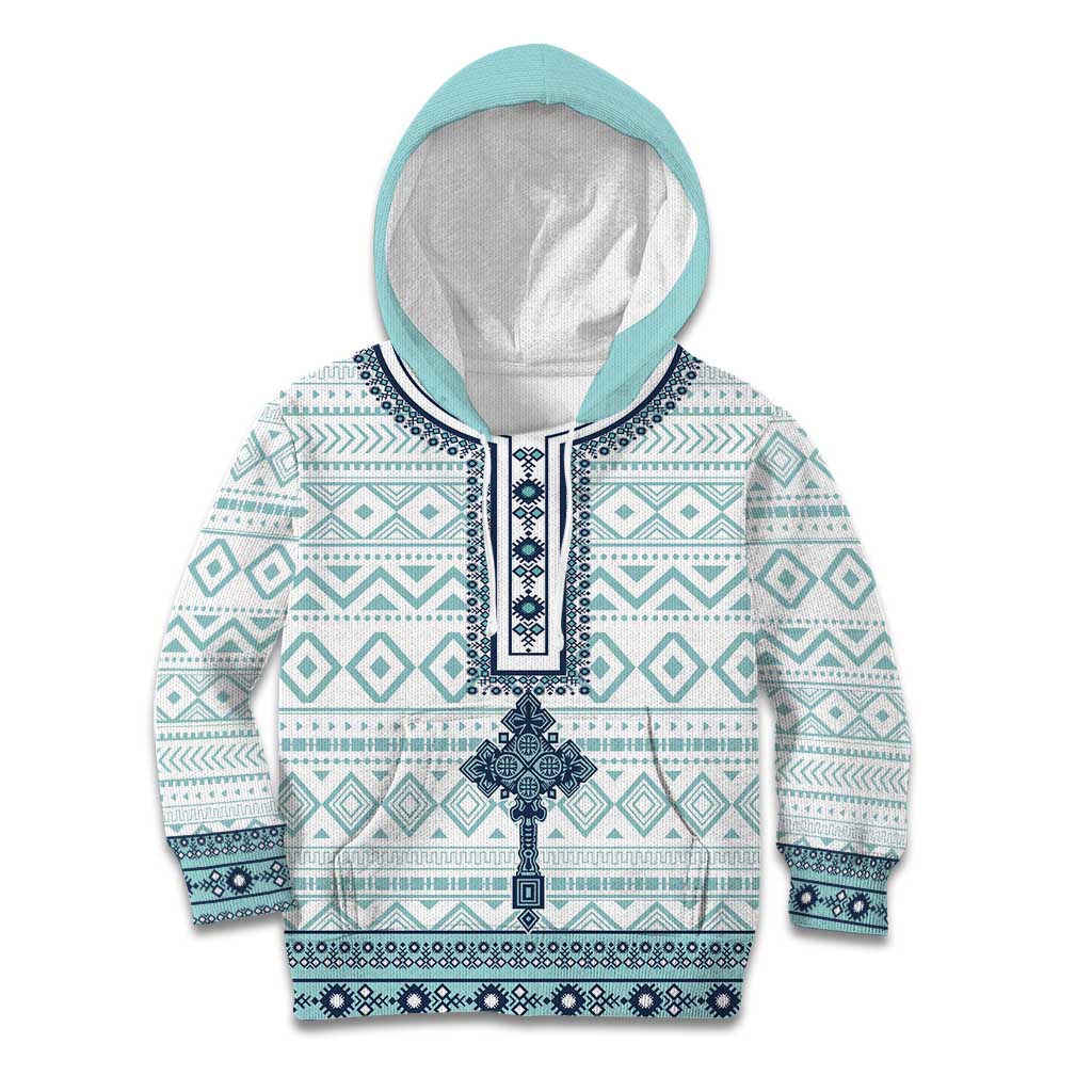 Eritrea Kid Hoodie Eritrean Cross Mix Tilet Pattern - Wonder Print Shop