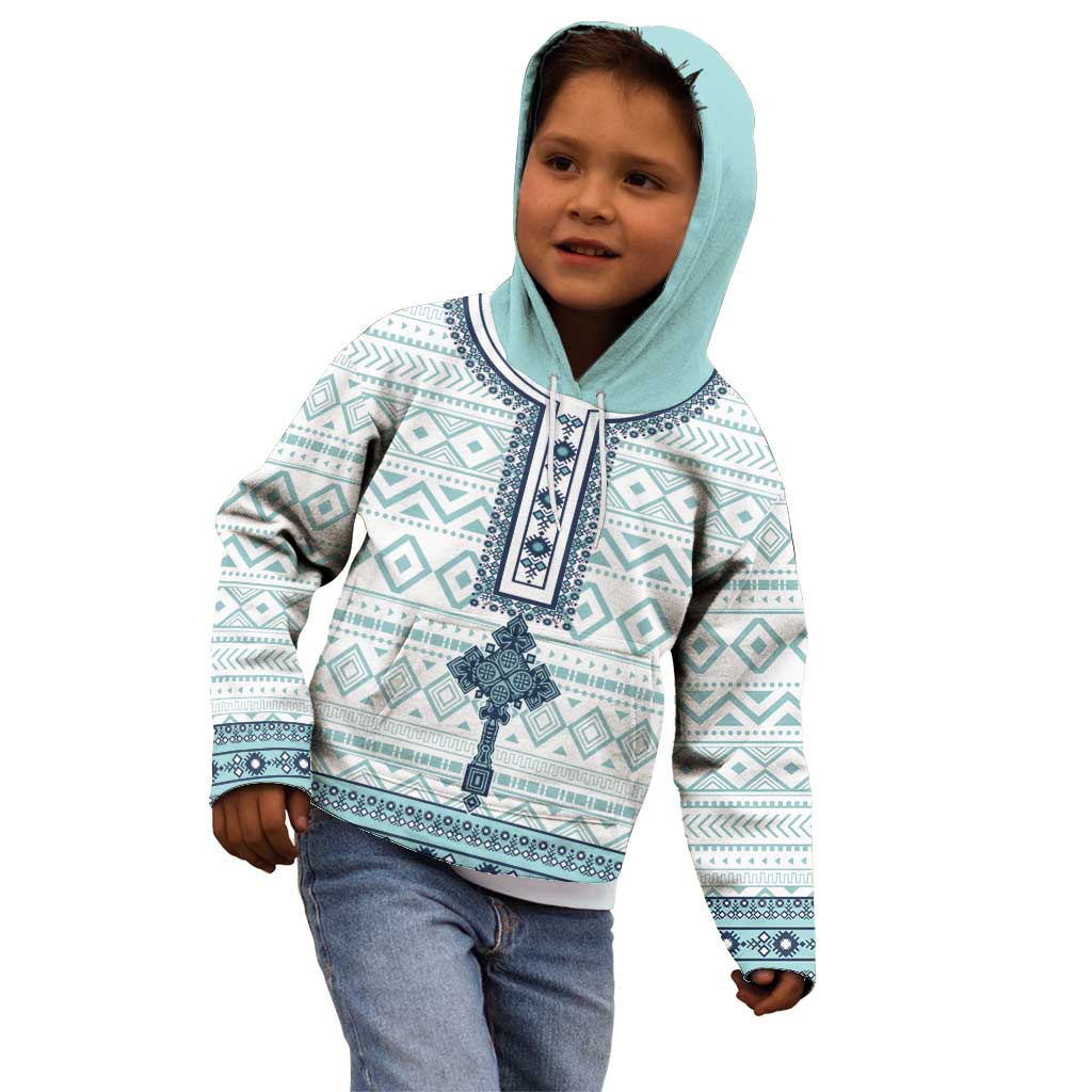 Eritrea Kid Hoodie Eritrean Cross Mix Tilet Pattern - Wonder Print Shop