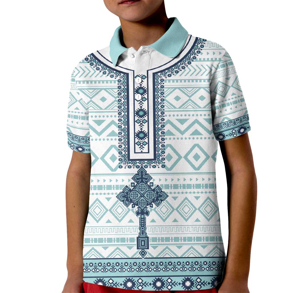 Eritrea Kid Polo Shirt Eritrean Cross Mix Tilet Pattern - Wonder Print Shop
