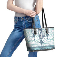Eritrea Leather Tote Bag Eritrean Cross Mix Tilet Pattern - Wonder Print Shop