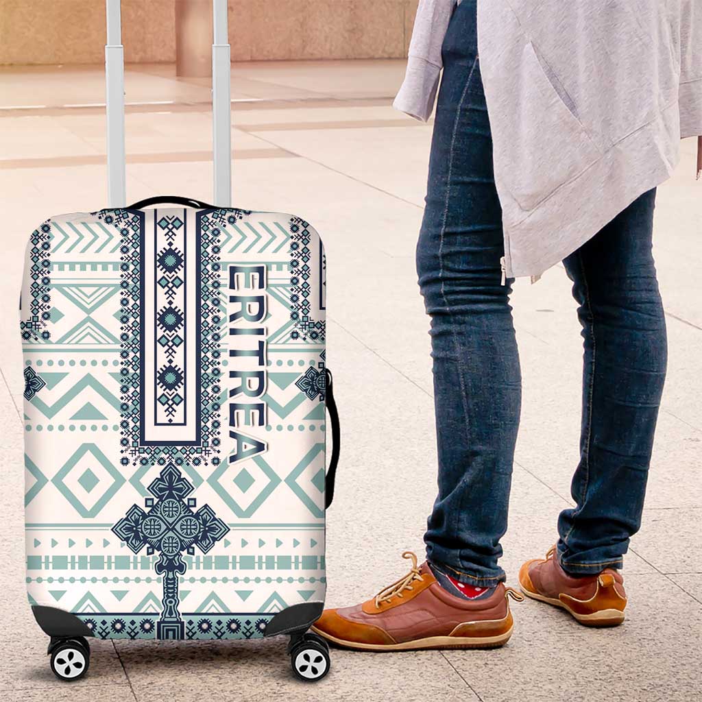 Eritrea Luggage Cover Eritrean Cross Mix Tilet Pattern - Wonder Print Shop