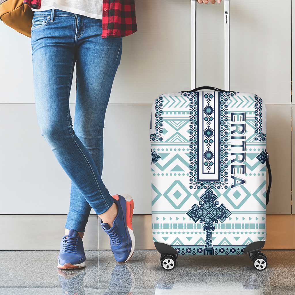 Eritrea Luggage Cover Eritrean Cross Mix Tilet Pattern - Wonder Print Shop
