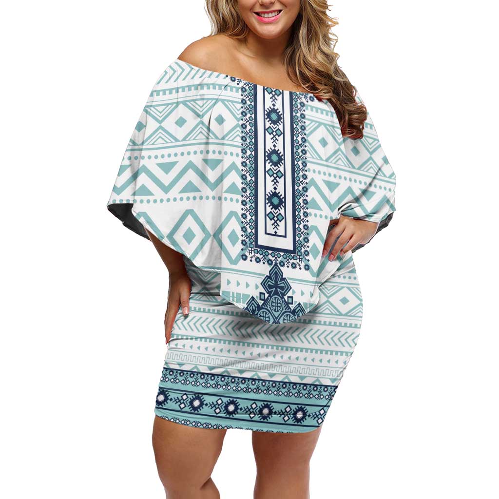Eritrea Off Shoulder Short Dress Eritrean Cross Mix Tilet Pattern - Wonder Print Shop