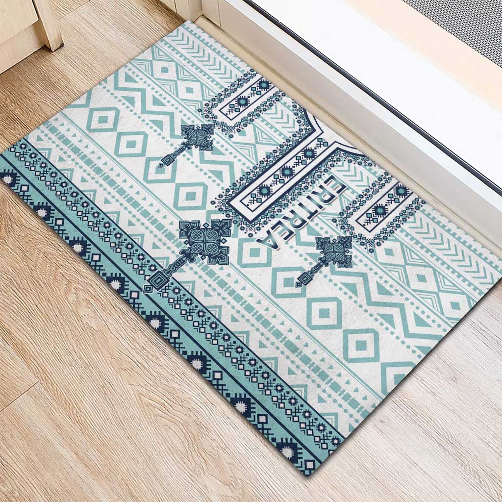 Eritrea Rubber Doormat Eritrean Cross Mix Tilet Pattern - Wonder Print Shop