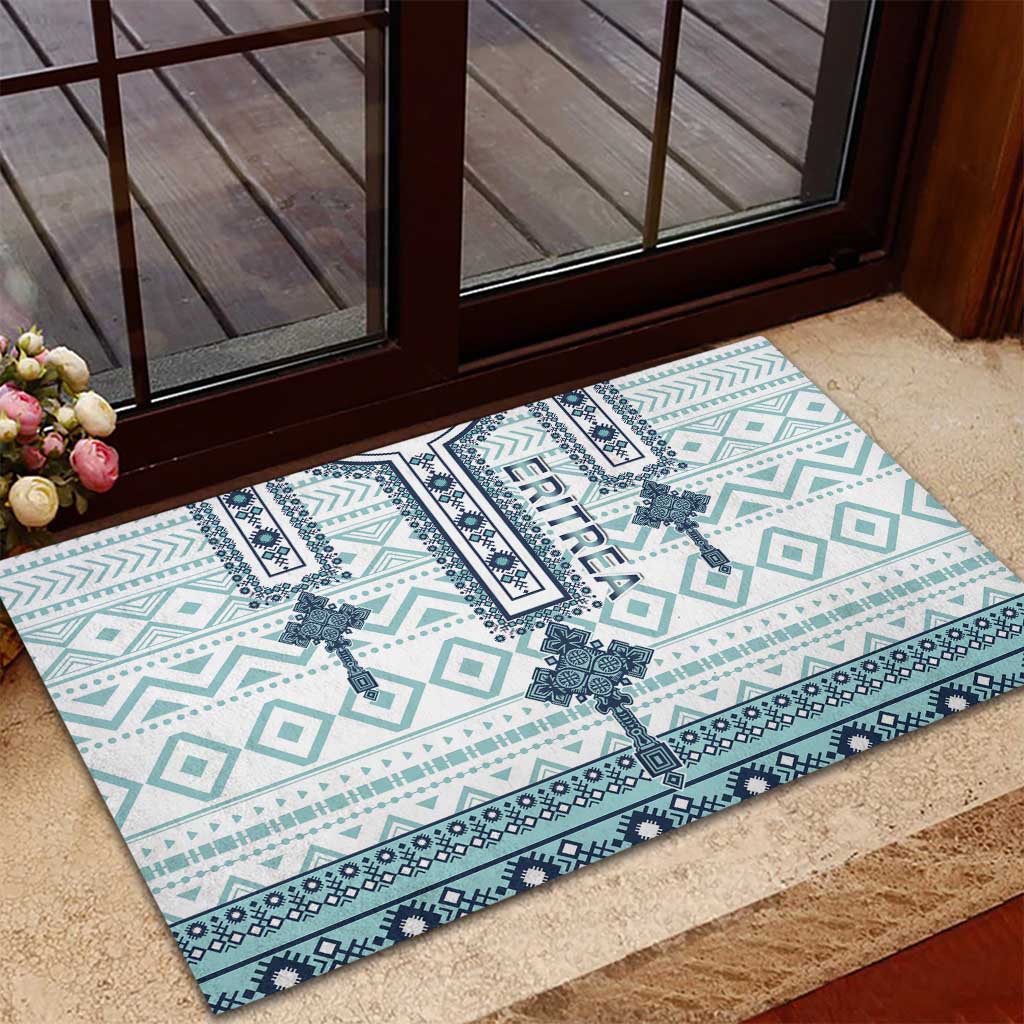 Eritrea Rubber Doormat Eritrean Cross Mix Tilet Pattern - Wonder Print Shop