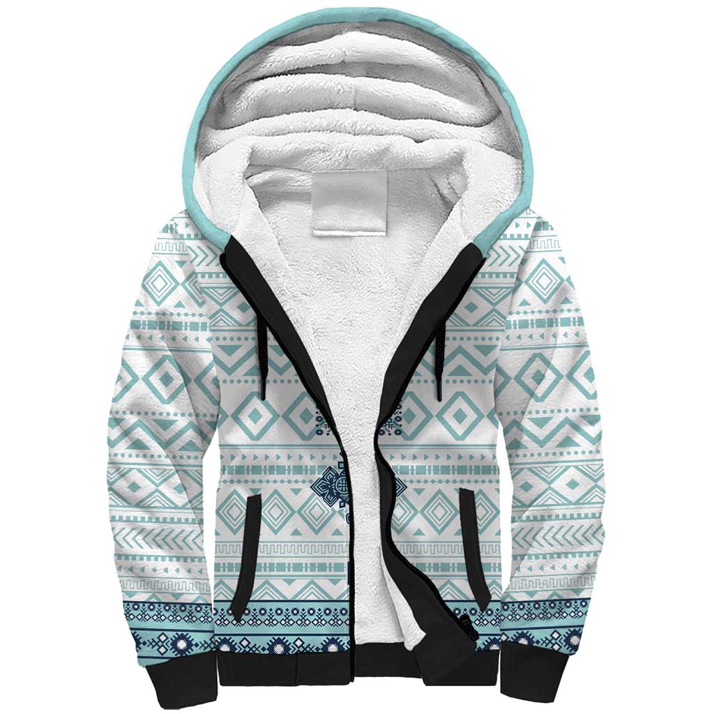Eritrea Sherpa Hoodie Eritrean Cross Mix Tilet Pattern - Wonder Print Shop