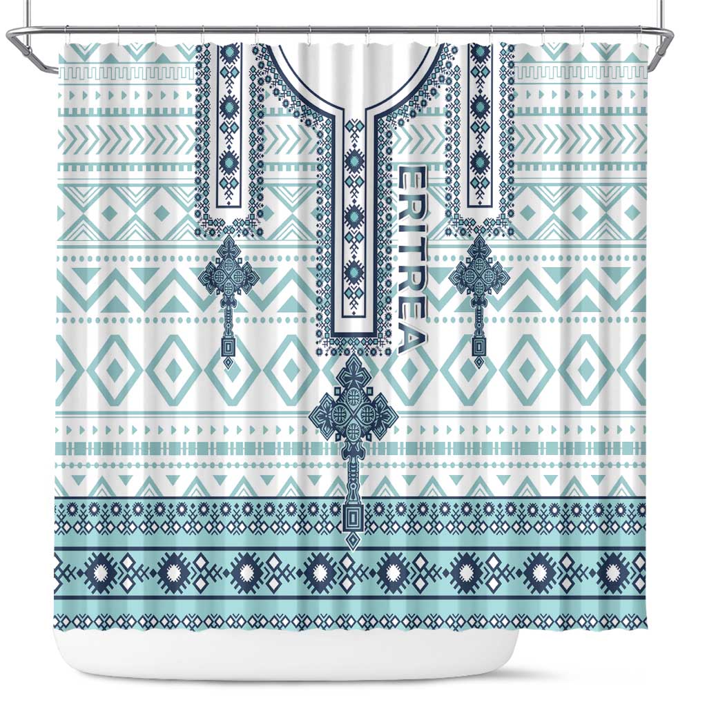 Eritrea Shower Curtain Eritrean Cross Mix Tilet Pattern
