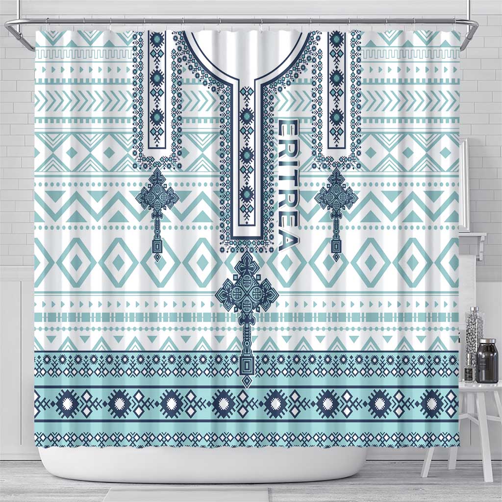 Eritrea Shower Curtain Eritrean Cross Mix Tilet Pattern