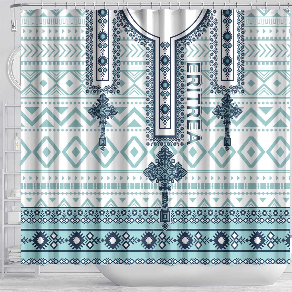 Eritrea Shower Curtain Eritrean Cross Mix Tilet Pattern