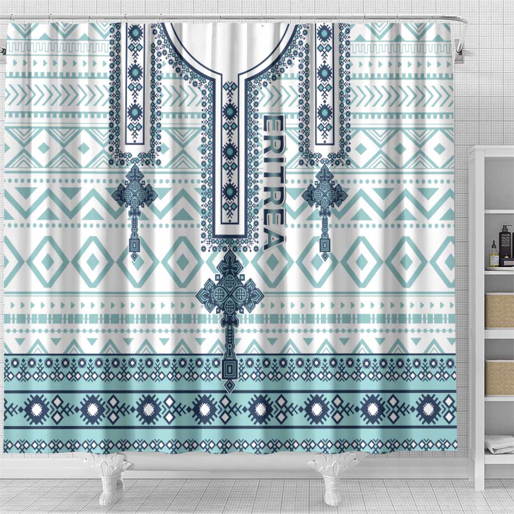 Eritrea Shower Curtain Eritrean Cross Mix Tilet Pattern