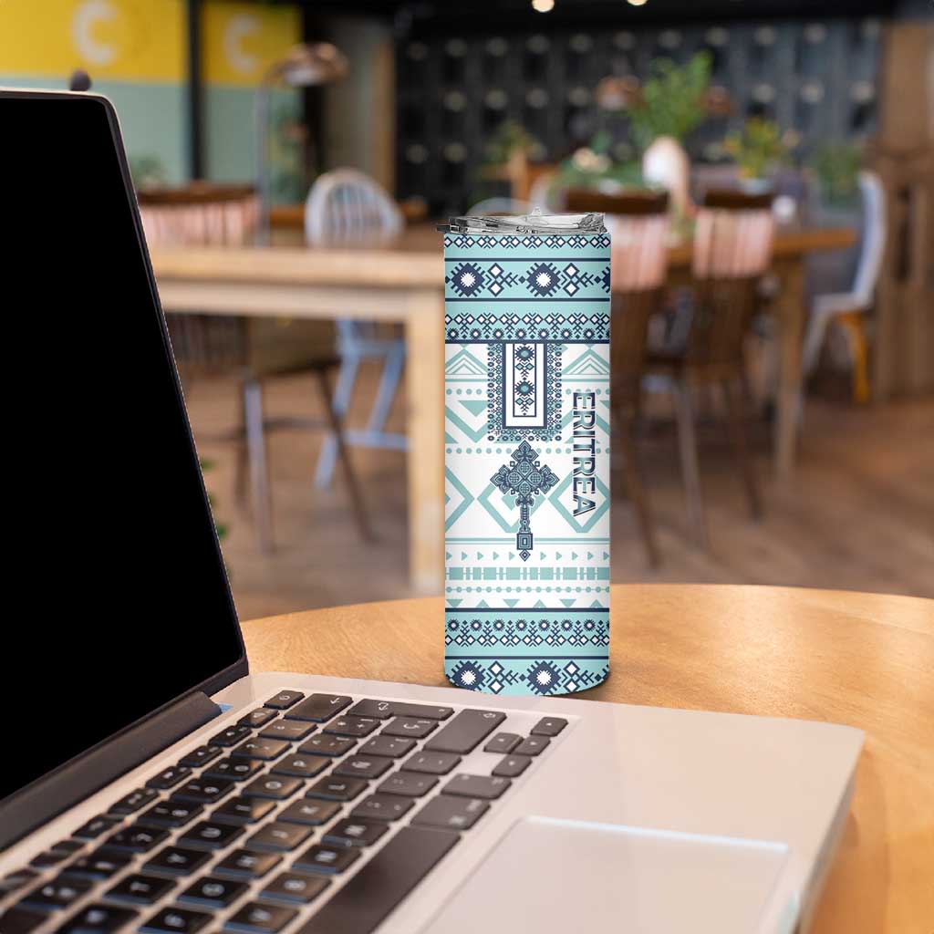 Eritrea Skinny Tumbler Eritrean Cross Mix Tilet Pattern - Wonder Print Shop
