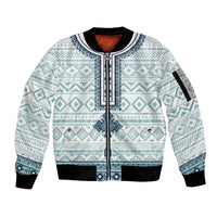 Eritrea Sleeve Zip Bomber Jacket Eritrean Cross Mix Tilet Pattern - Wonder Print Shop