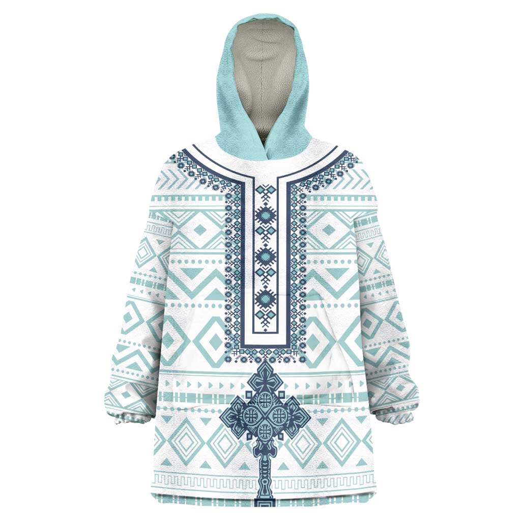 Eritrea Wearable Blanket Hoodie Eritrean Cross Mix Tilet Pattern - Wonder Print Shop