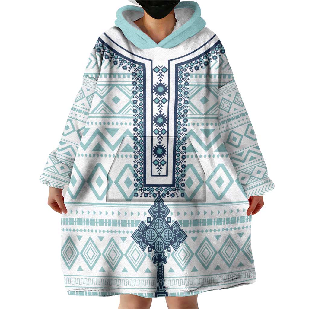 Eritrea Wearable Blanket Hoodie Eritrean Cross Mix Tilet Pattern - Wonder Print Shop