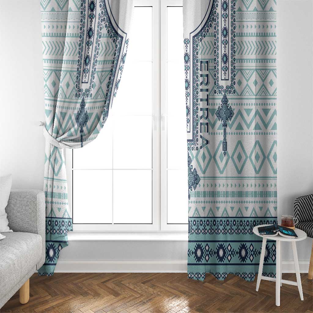 Eritrea Window Curtain Eritrean Cross Mix Tilet Pattern - Wonder Print Shop