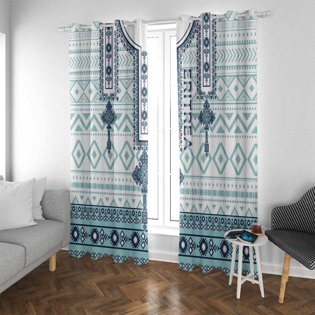 Eritrea Window Curtain Eritrean Cross Mix Tilet Pattern - Wonder Print Shop