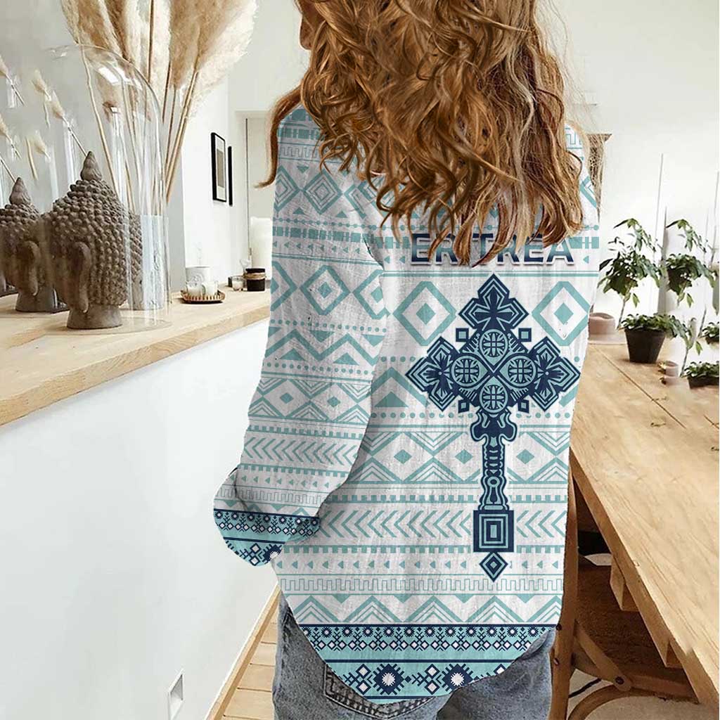 Eritrea Women Casual Shirt Eritrean Cross Mix Tilet Pattern - Wonder Print Shop