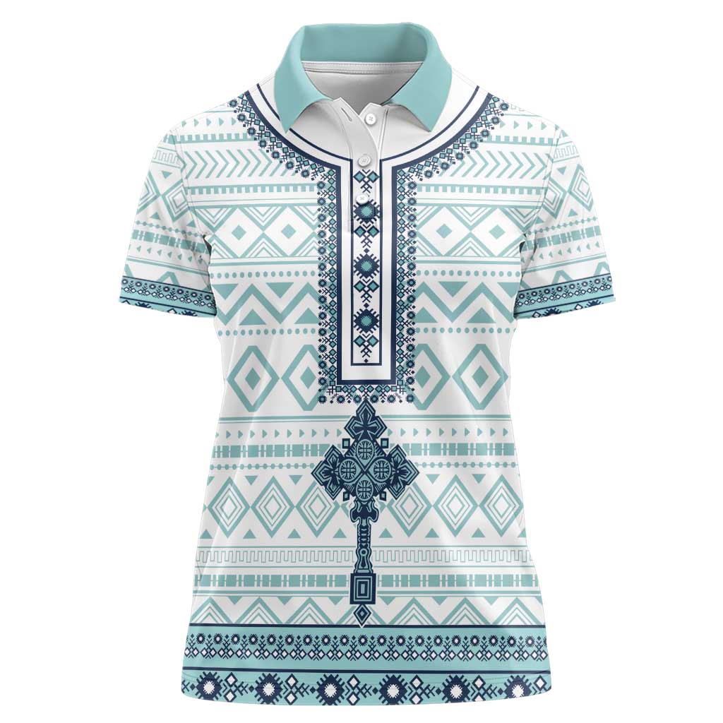 Eritrea Women Polo Shirt Eritrean Cross Mix Tilet Pattern - Wonder Print Shop