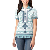 Eritrea Women Polo Shirt Eritrean Cross Mix Tilet Pattern - Wonder Print Shop