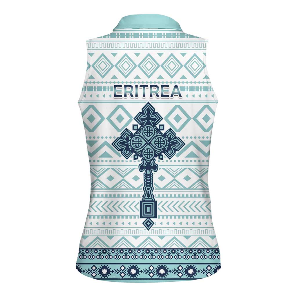 Eritrea Women Sleeveless Polo Shirt Eritrean Cross Mix Tilet Pattern - Wonder Print Shop